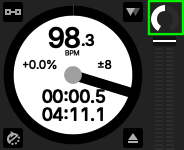 The same Serato deck with the track gain reset to unity